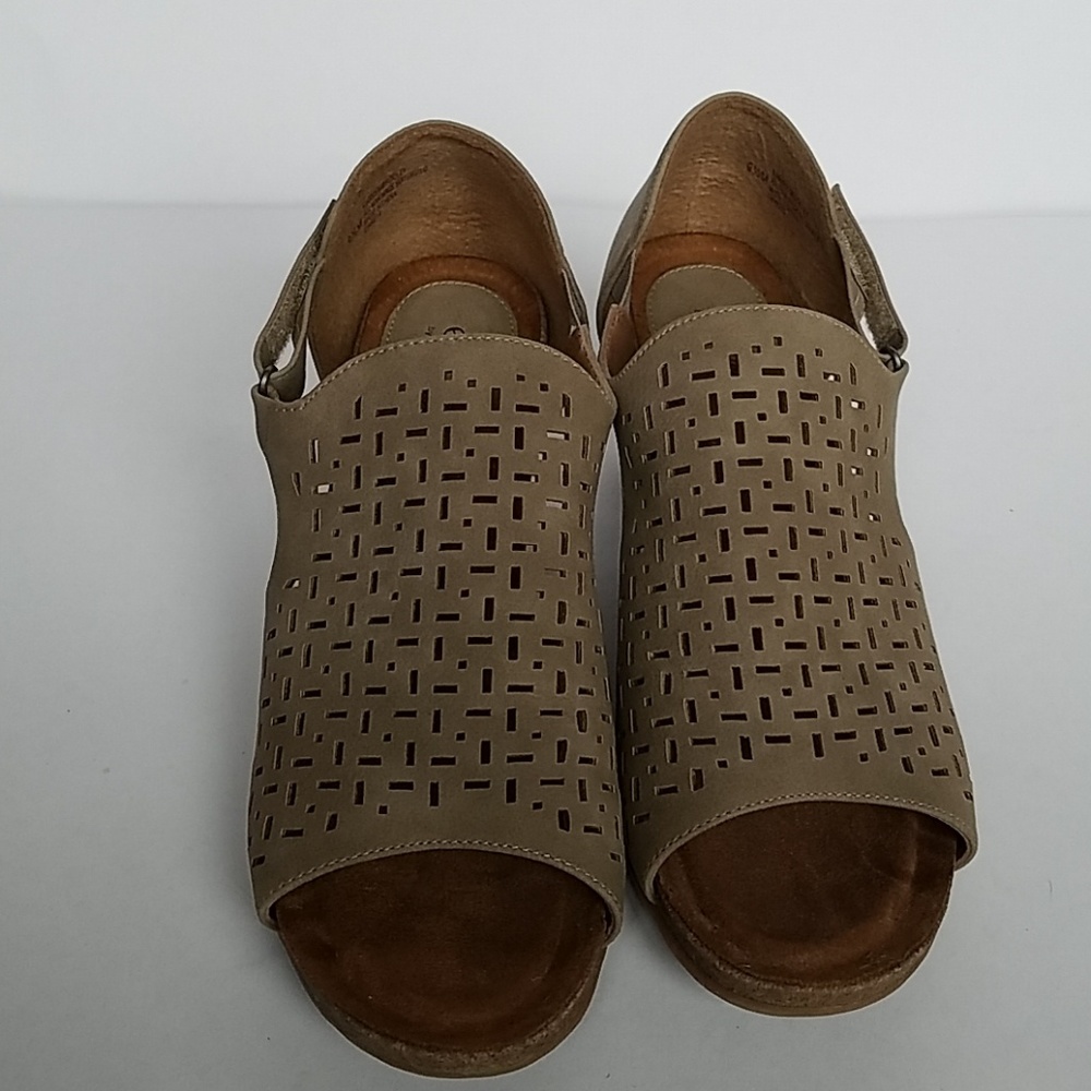 Suede Open Toe Wedges by Softt